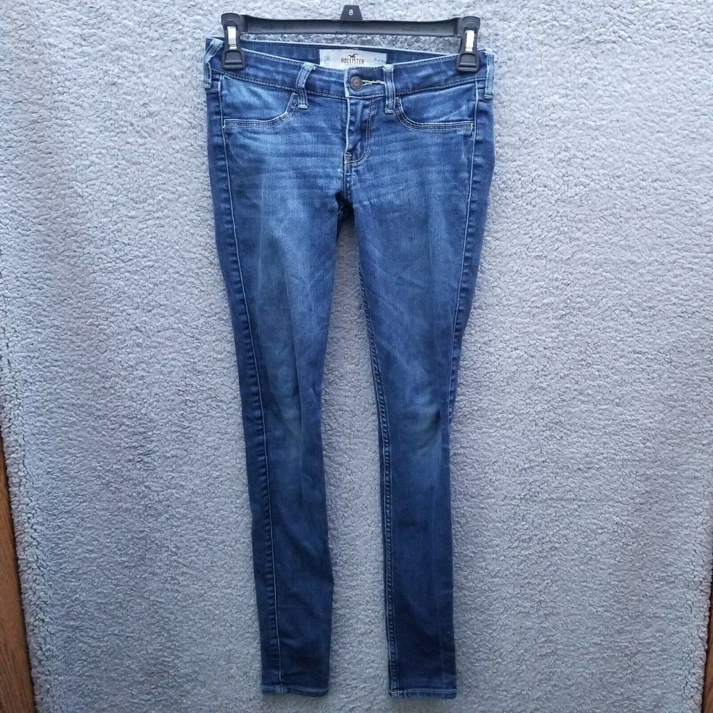 Hollister Women's 0R Skinny Blue Jeans Cotton Blend 26.5" 29.5" 6.5"